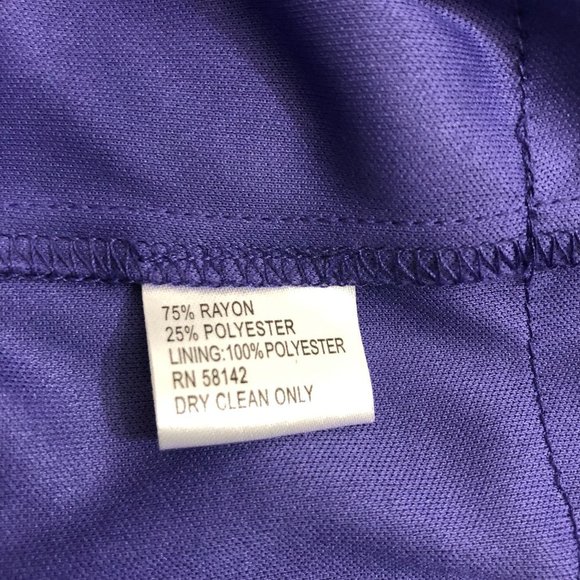 London Times Sheath Dress Size 10 Ruffle Trim Tiered Purple V Neck - Picture 8 of 8